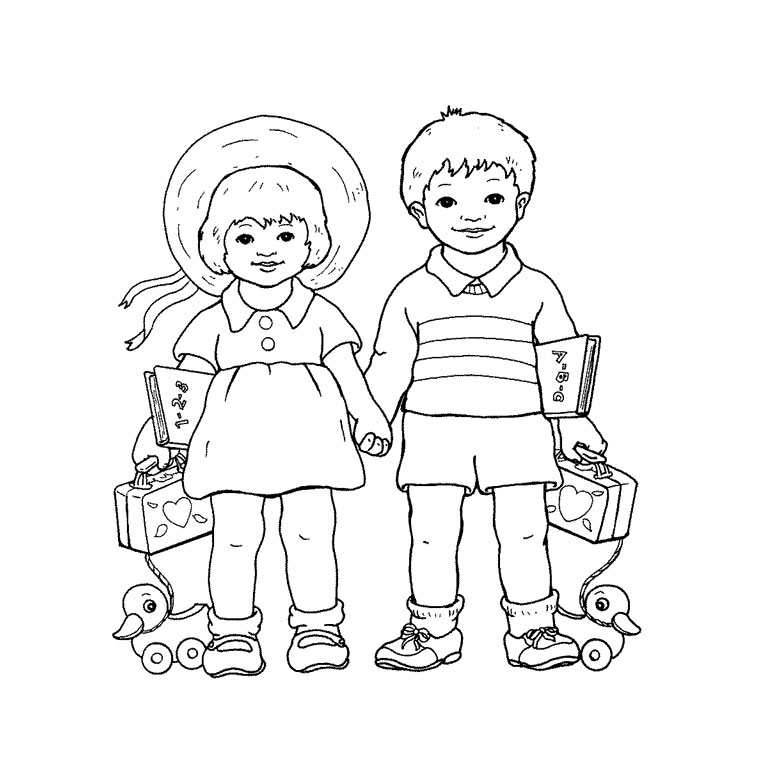 Coloriage Garçon Fille - Fille à imprimer
