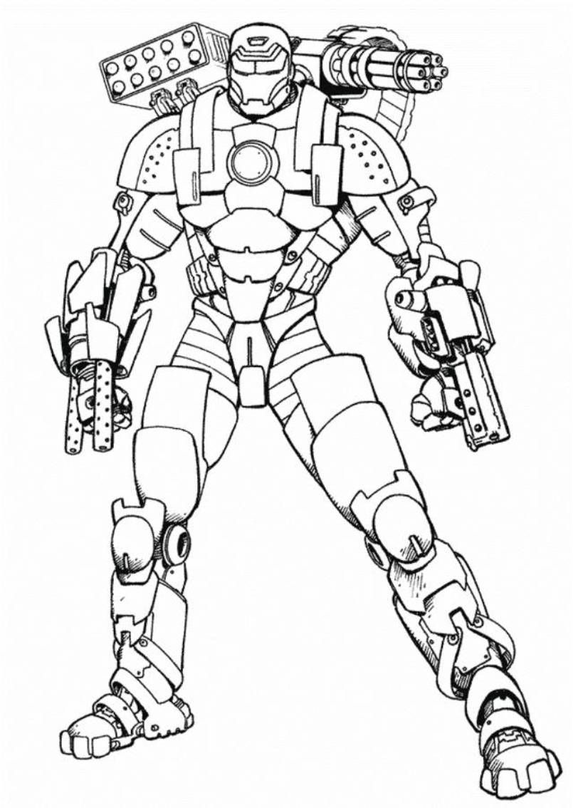 Coloriage Garçon Super Héros Robot - Garçon à imprimer