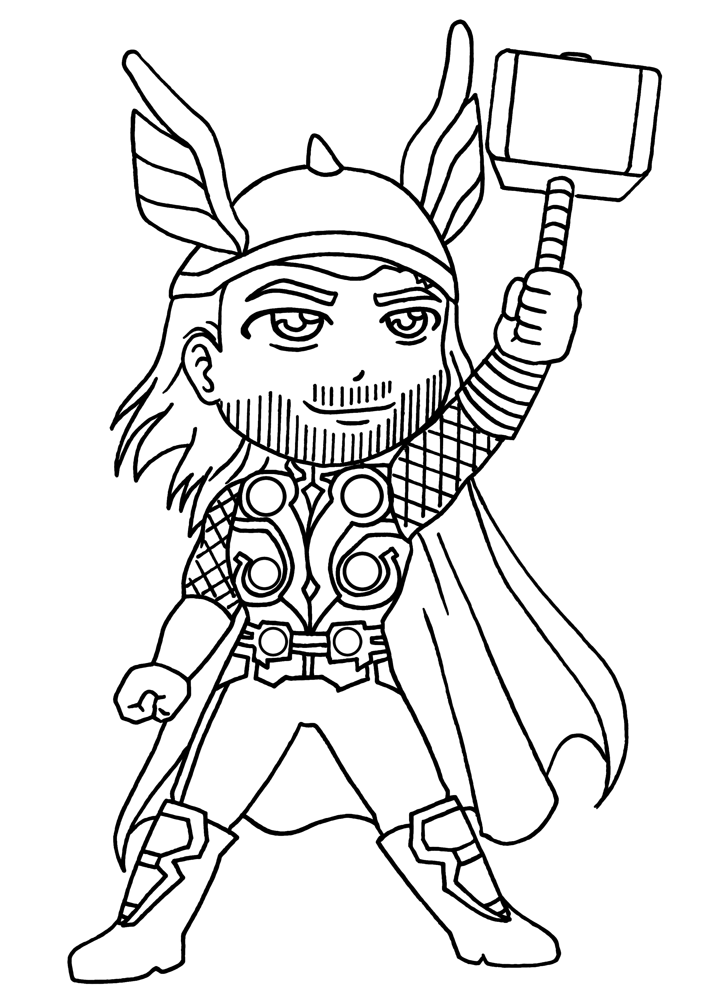 Coloriage Garçon Super Héros Thor - Garçon à imprimer