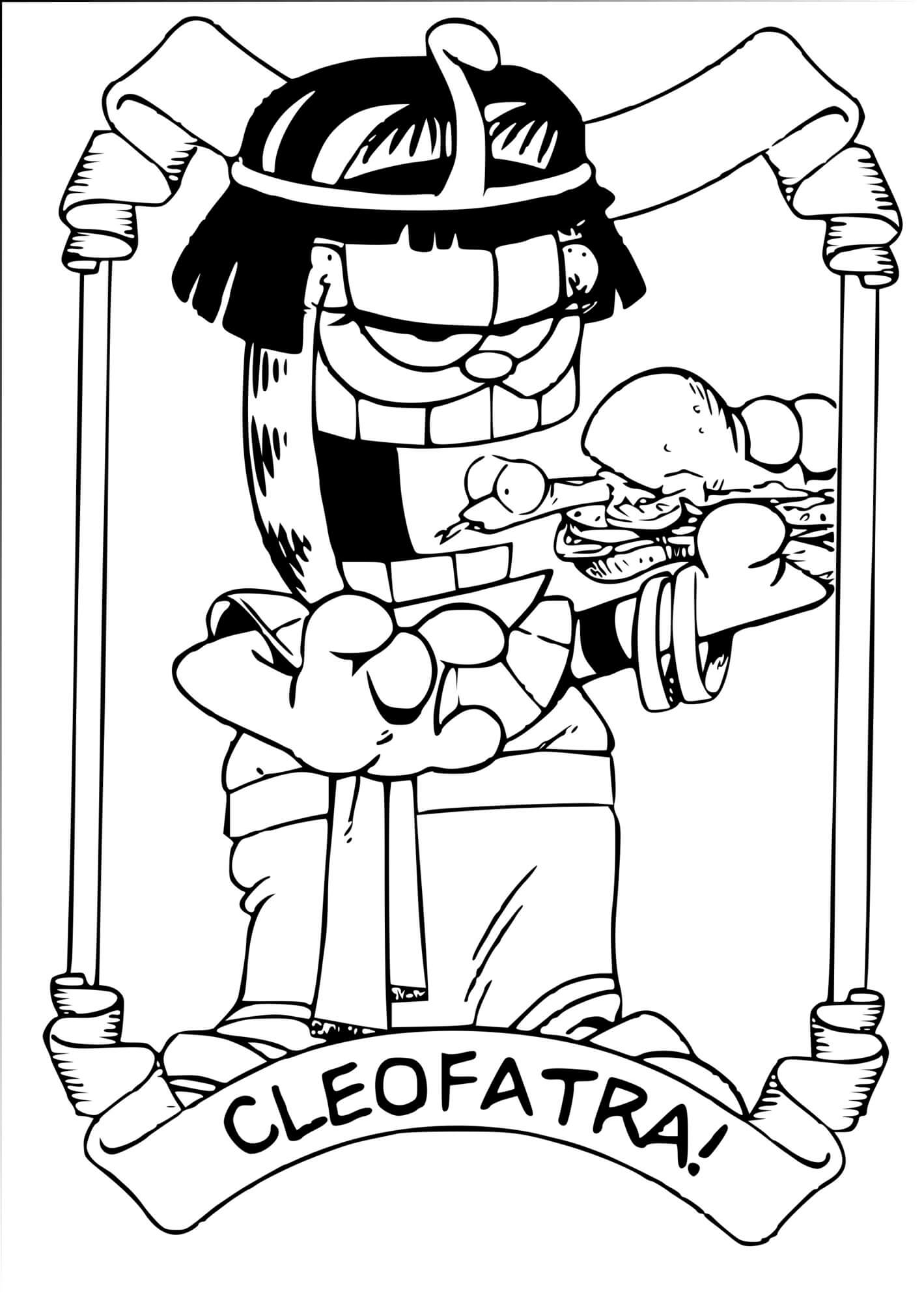 Coloriage Garfield Cleofatra Égypte - Garfield à imprimer