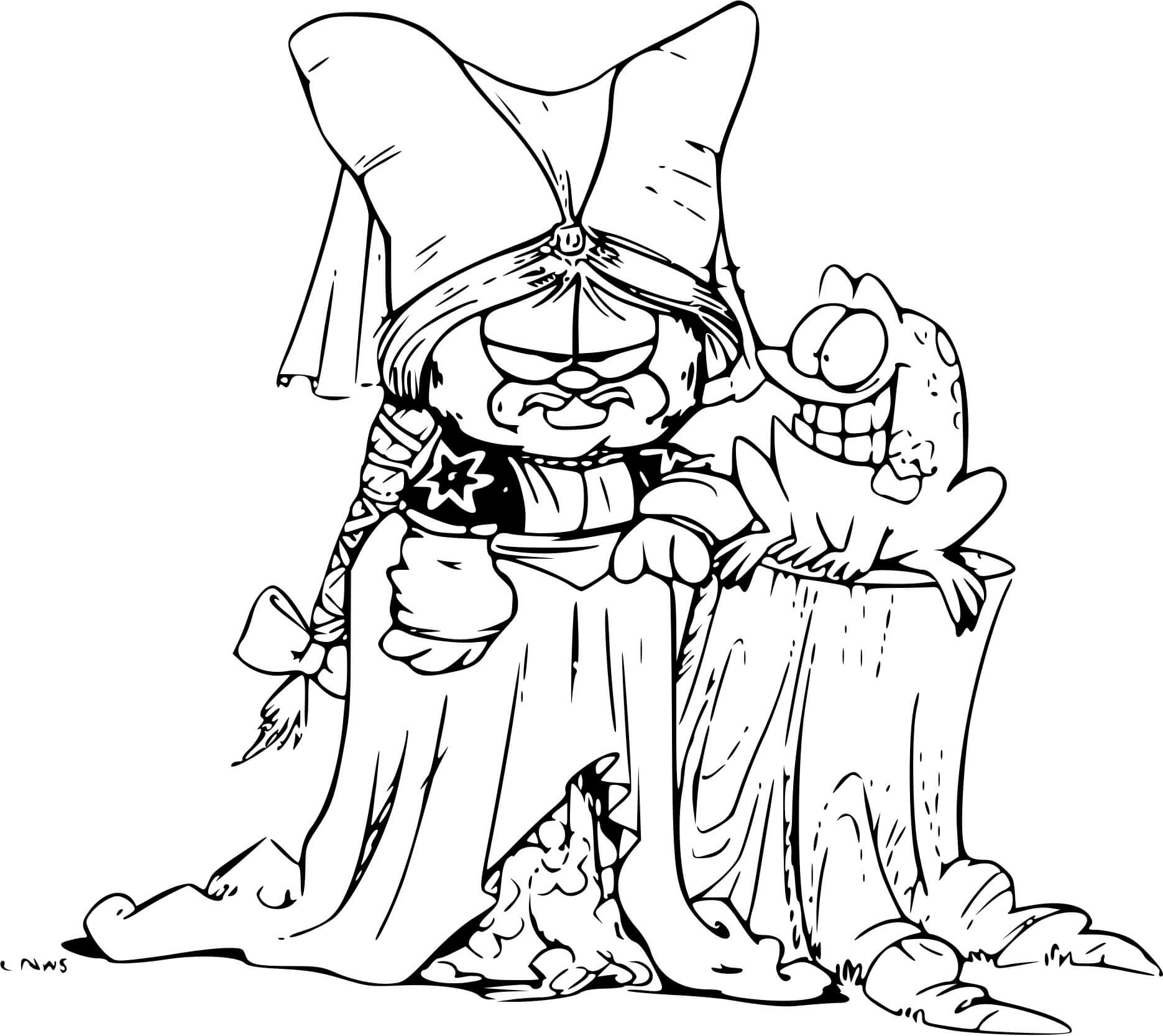 Coloriage Garfield En Robe Et Tenue Pour Femme - Garfield à imprimer