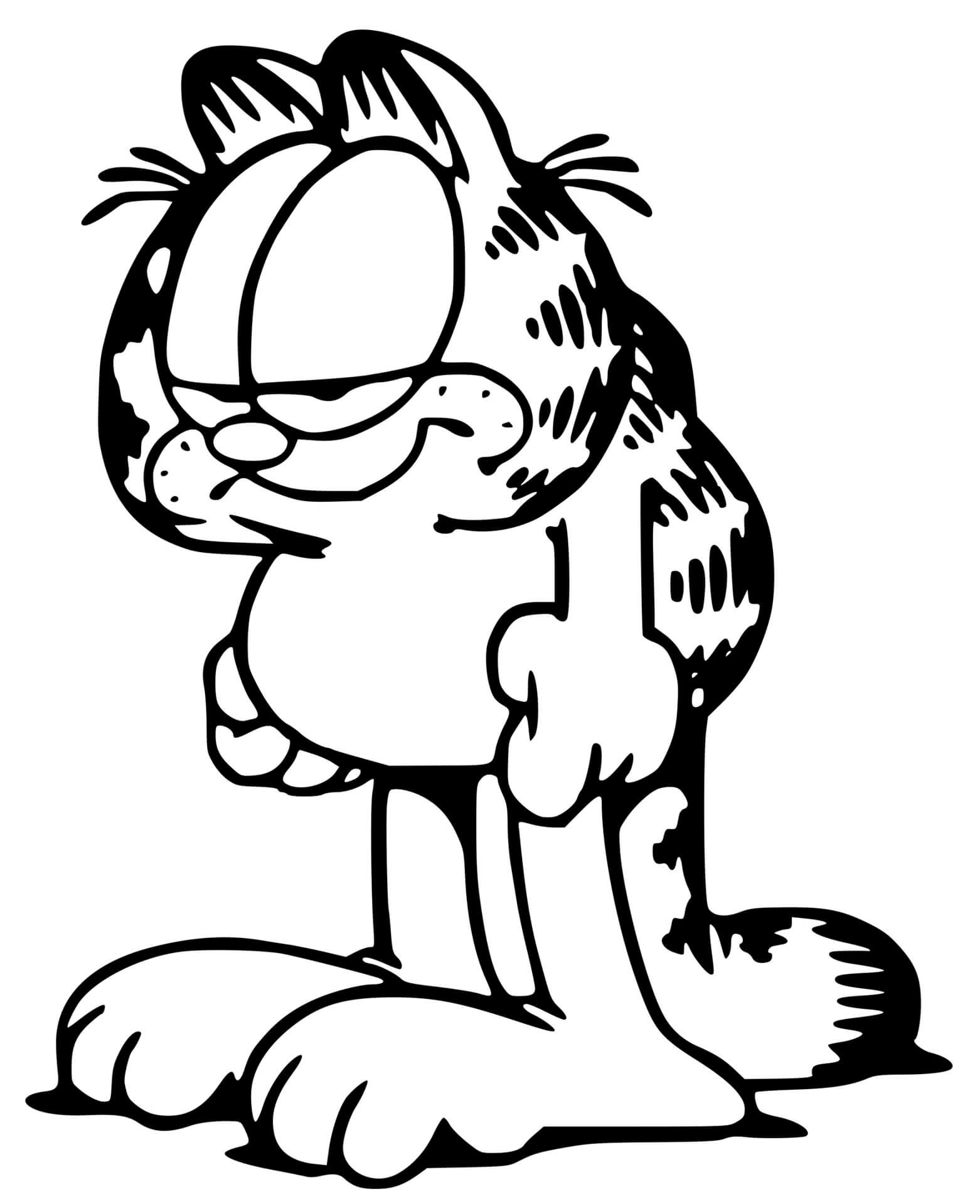 Coloriage Garfield Est Toujours Epuise Et Fatigue - Garfield à imprimer