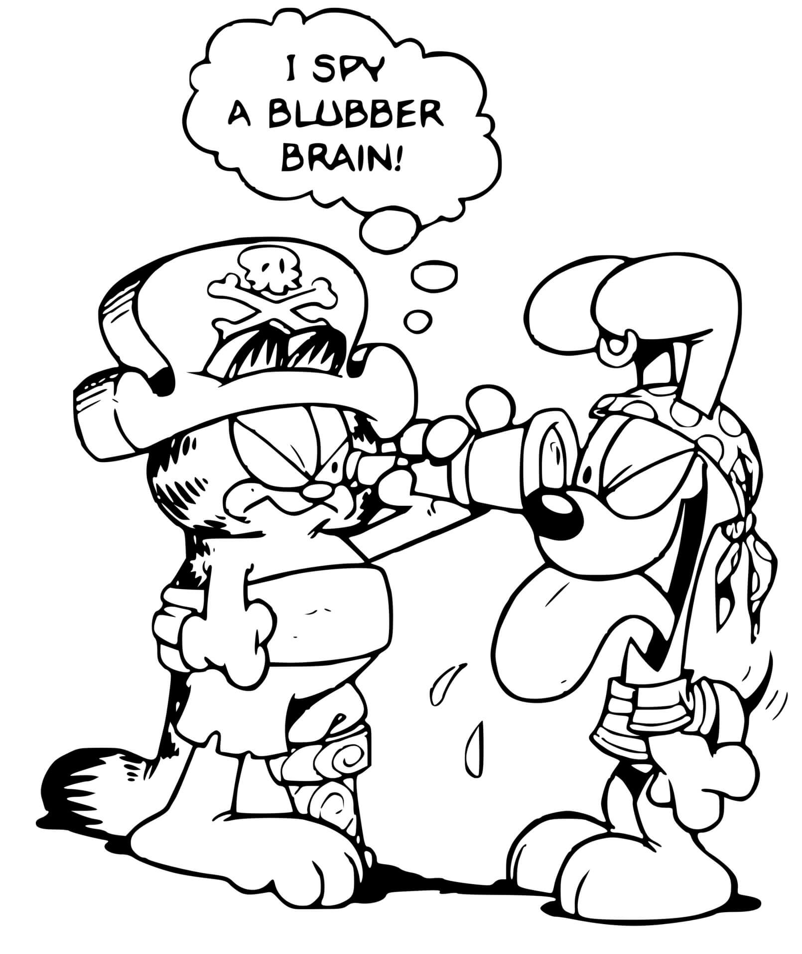 Coloriage Garfield Et Odie Les Pirates De Mer - Garfield à imprimer