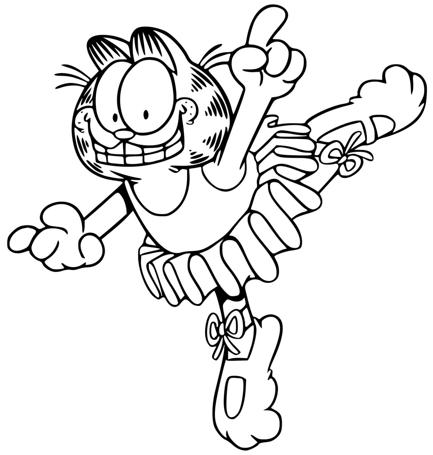 Coloriage Garfield Fait Du Ballet Danse Genre Dramatique - Garfield à imprimer