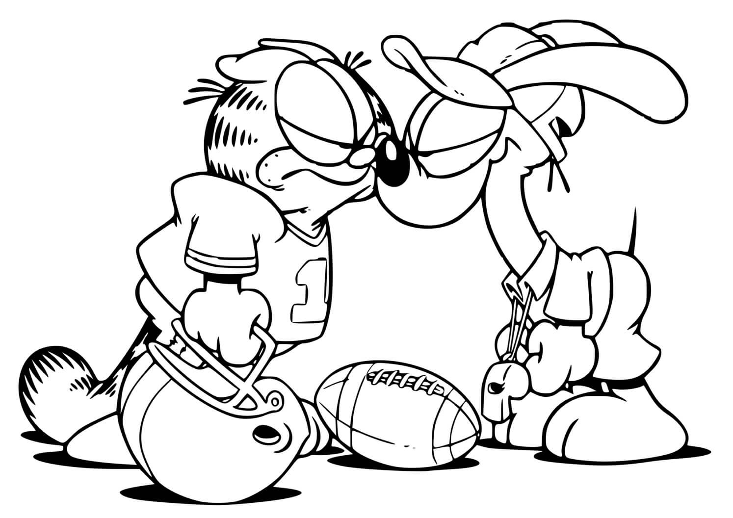 Coloriage Garfield Joue Au Football Américain - Garfield à imprimer