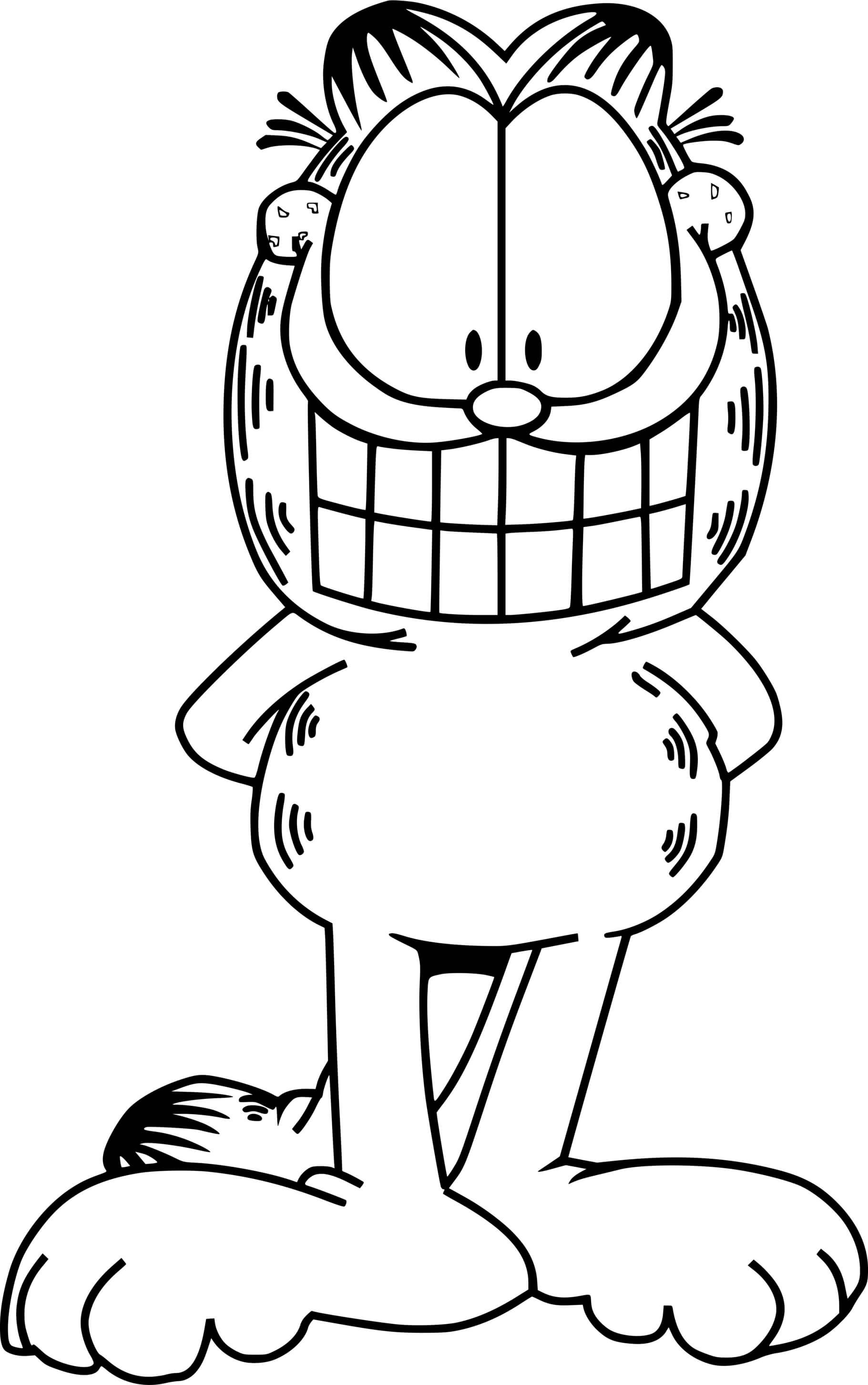 Coloriage Garfield Le Chat Au Grand Sourire - Garfield à imprimer