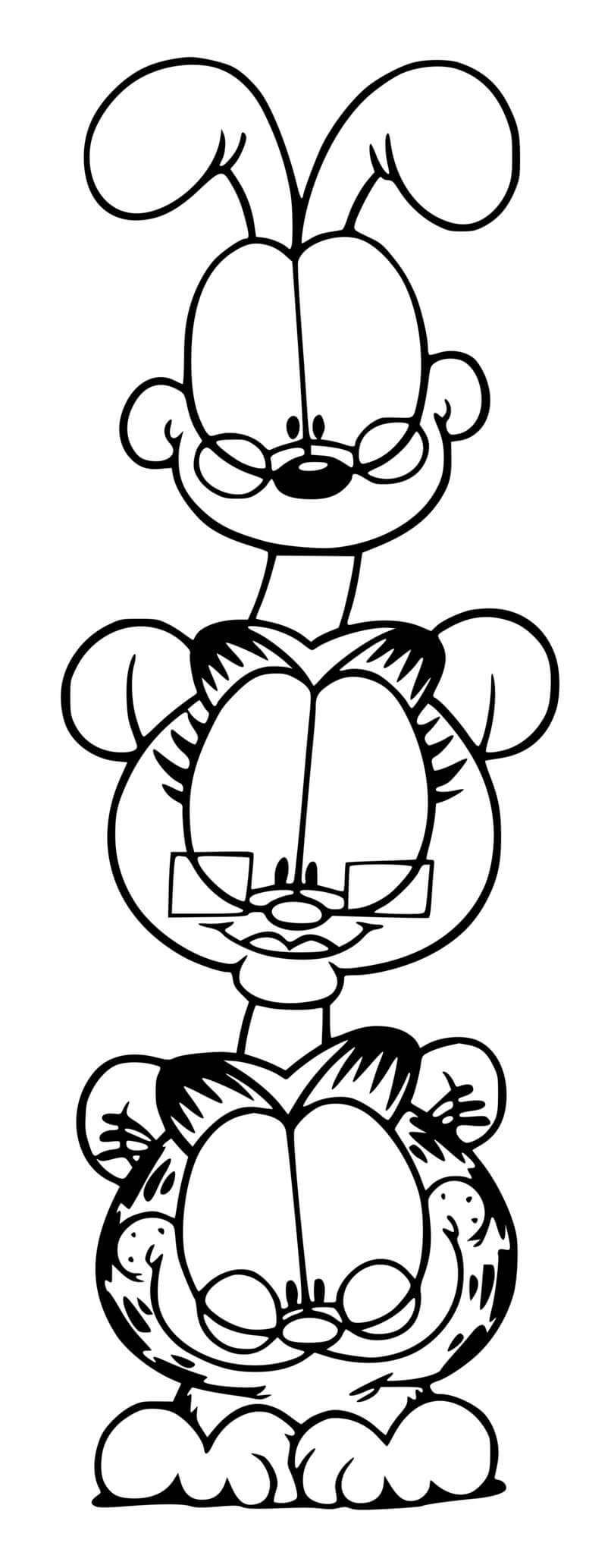 Coloriage Garfield Odie Nermal - Garfield à imprimer