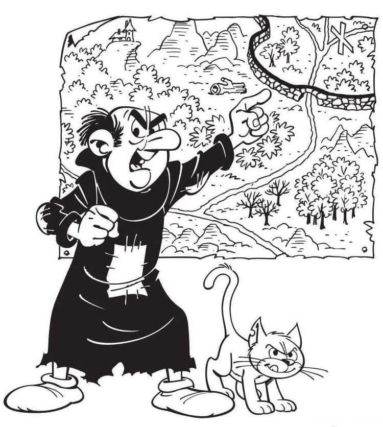 Coloriage Gargamel Schtroumpfs Et Son Chat - Schtroumpf à imprimer