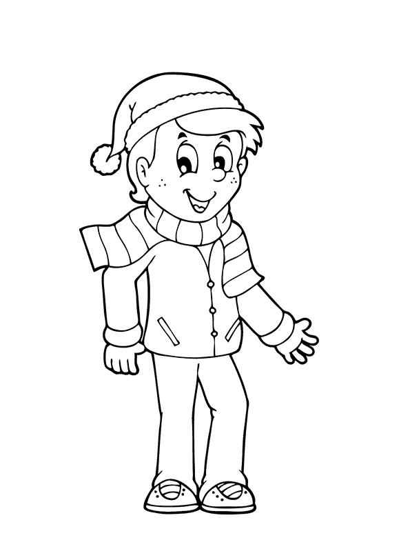 Coloriage Garon 10 Ans En Hiver - Garçon à imprimer