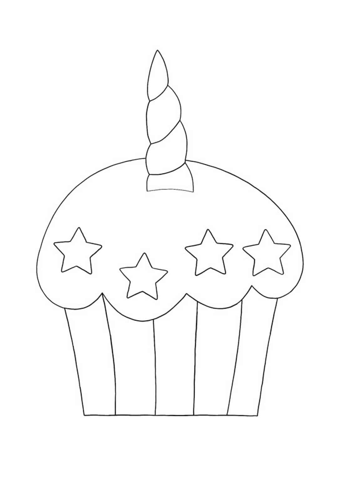 Coloriage Gâteau Cupcake Licorne - Licorne à imprimer