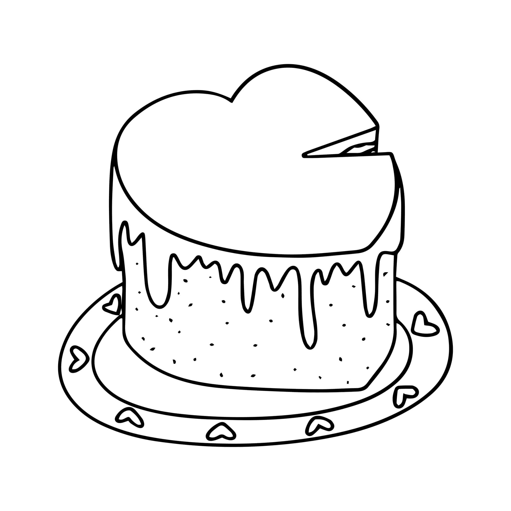 Coloriage Gâteau De Saint Valentin Pour Février - Février à imprimer