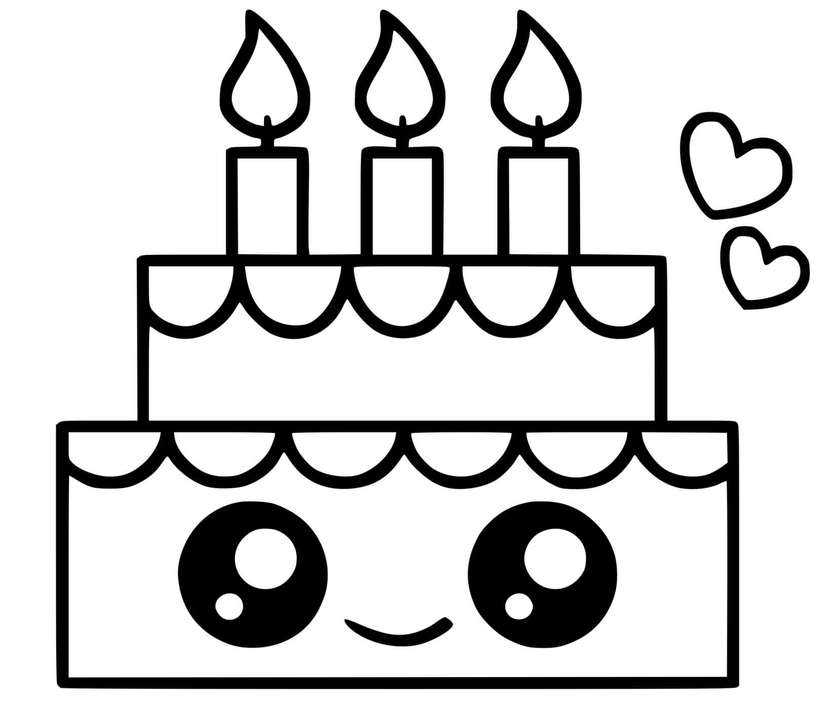 Coloriage Gâteau Kawaii - Dessin kawaii à imprimer