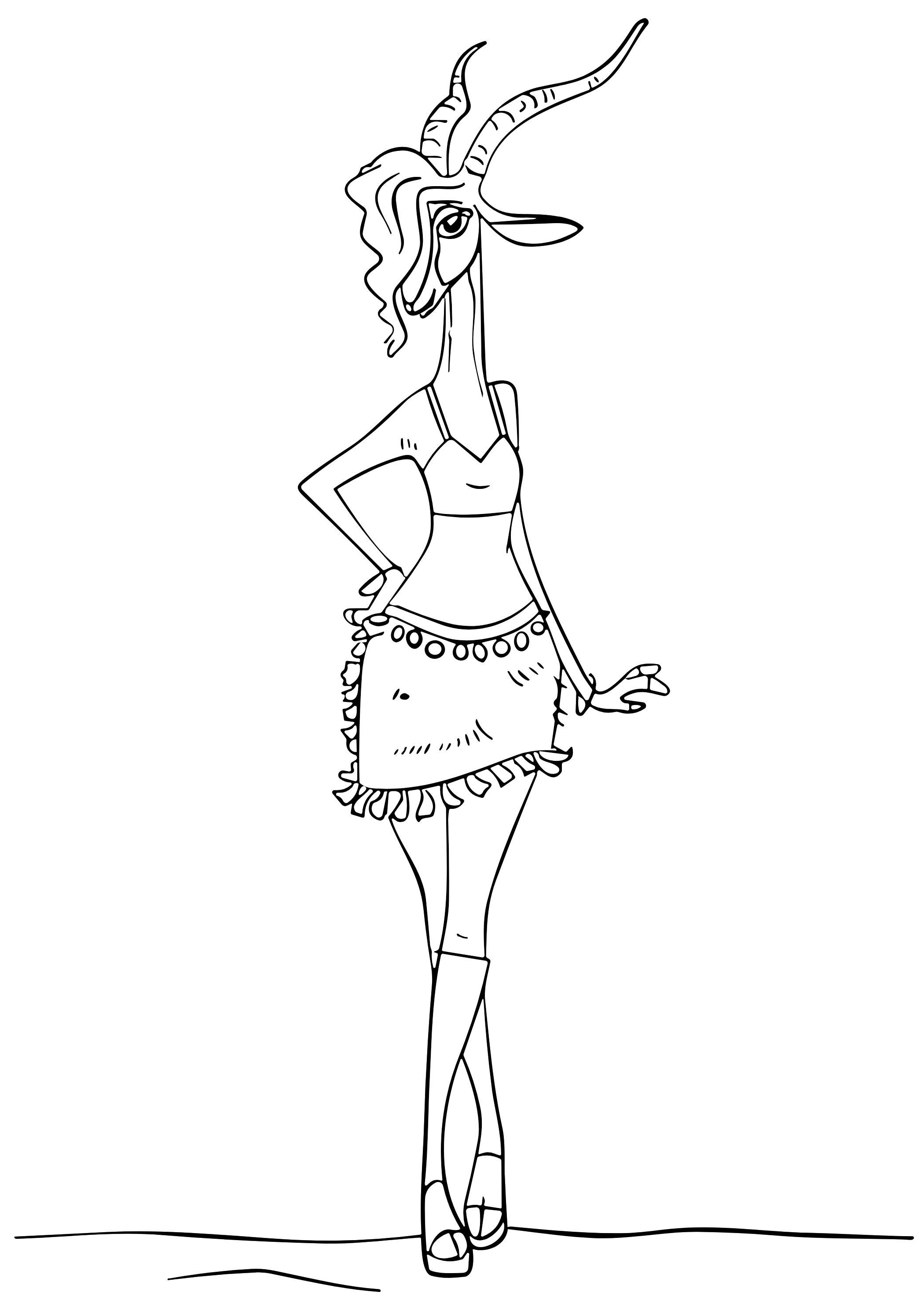 Coloriage Gazelle De Zootopie En Pose Stylee - Zootopie à imprimer