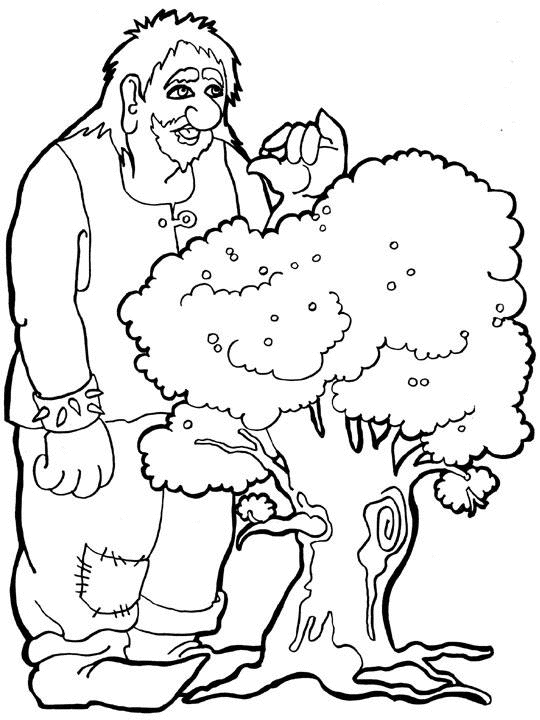 Coloriage Géant des forêts entouré de végétation - Arbre à imprimer