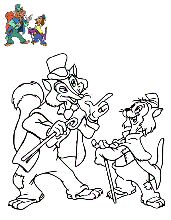 Coloriage Pinocchio et Gédéon en aventure - Pinocchio à imprimer