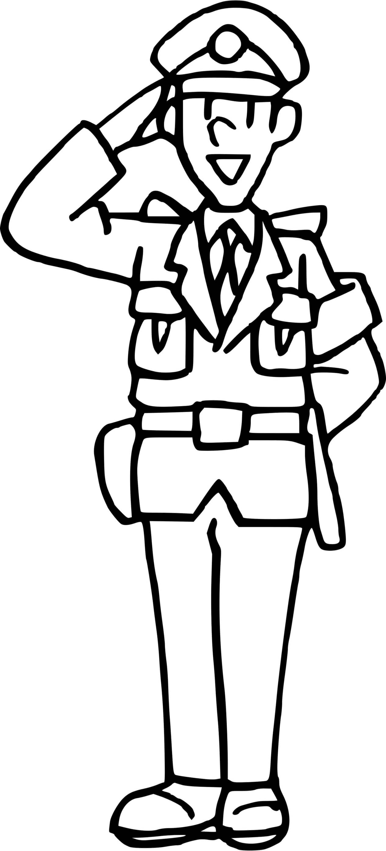 Coloriage Gendarme Au Garde A Vous - Police à imprimer