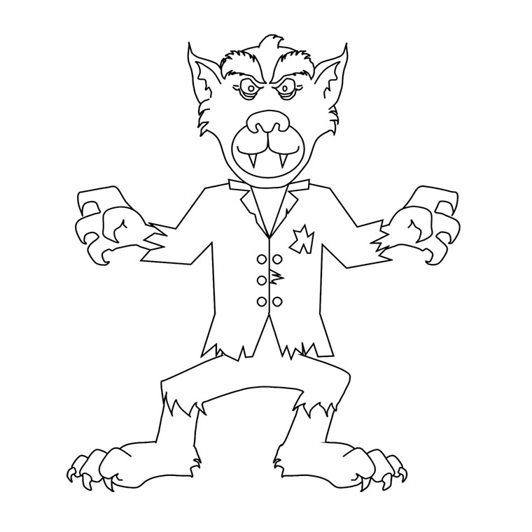 Coloriage Gentil Loup Garou - Animaux à imprimer