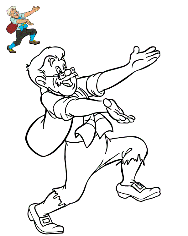 Coloriage Geppetto Un Pauvre Menuisier Italien - Pinocchio à imprimer