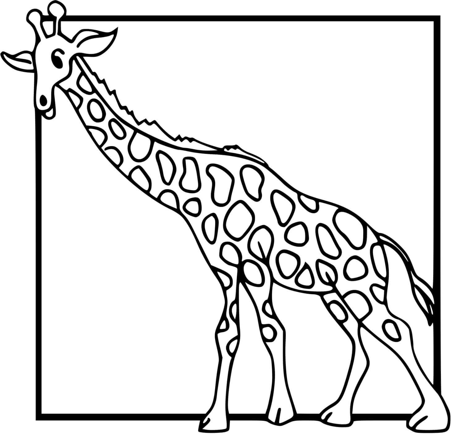 Coloriage Girafe Dans Un Cadre - Girafe à imprimer
