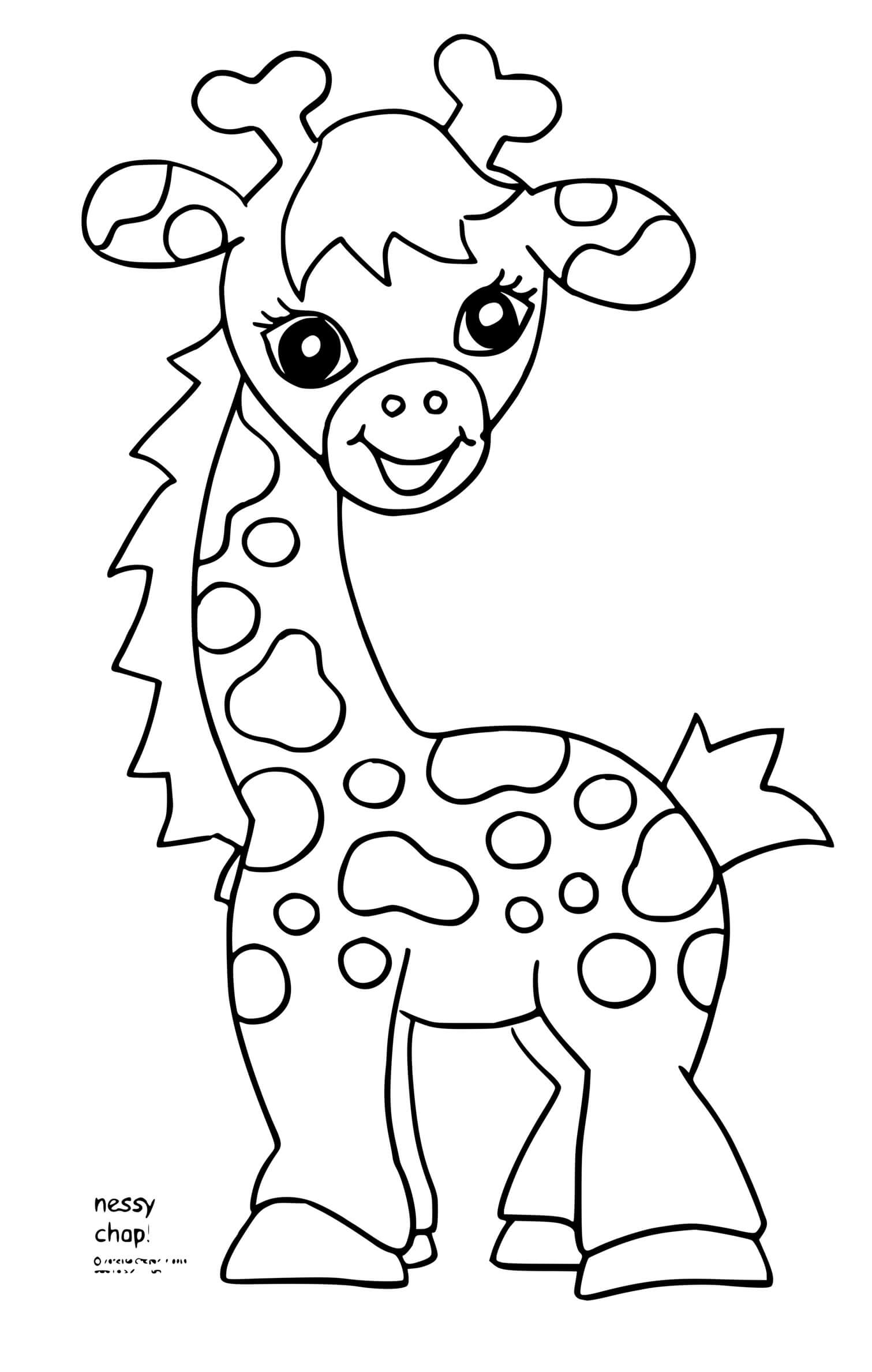Coloriage Girafe Souriante Avec De Jolie Yeux - Girafe à imprimer