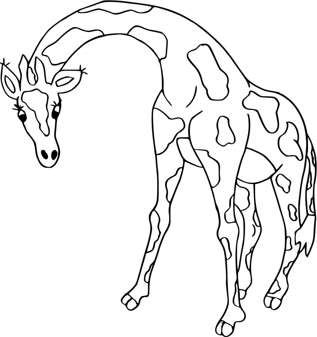 Coloriage Girage Avec Le Cou Arrondit - Girafe à imprimer