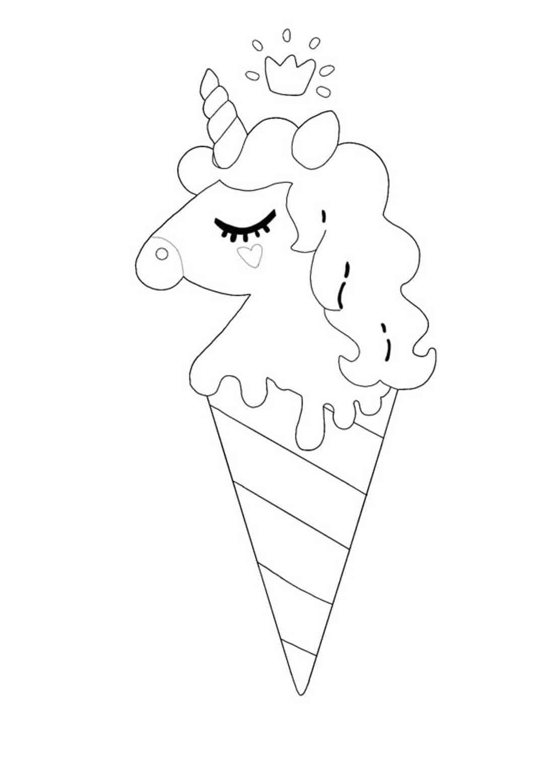Coloriage Glace Licorne Cornet De Crème Glace - Licorne à imprimer