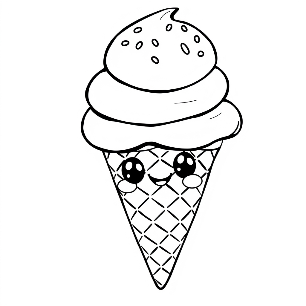 Coloriage Glace Nourriture - Kawaii nourriture à imprimer