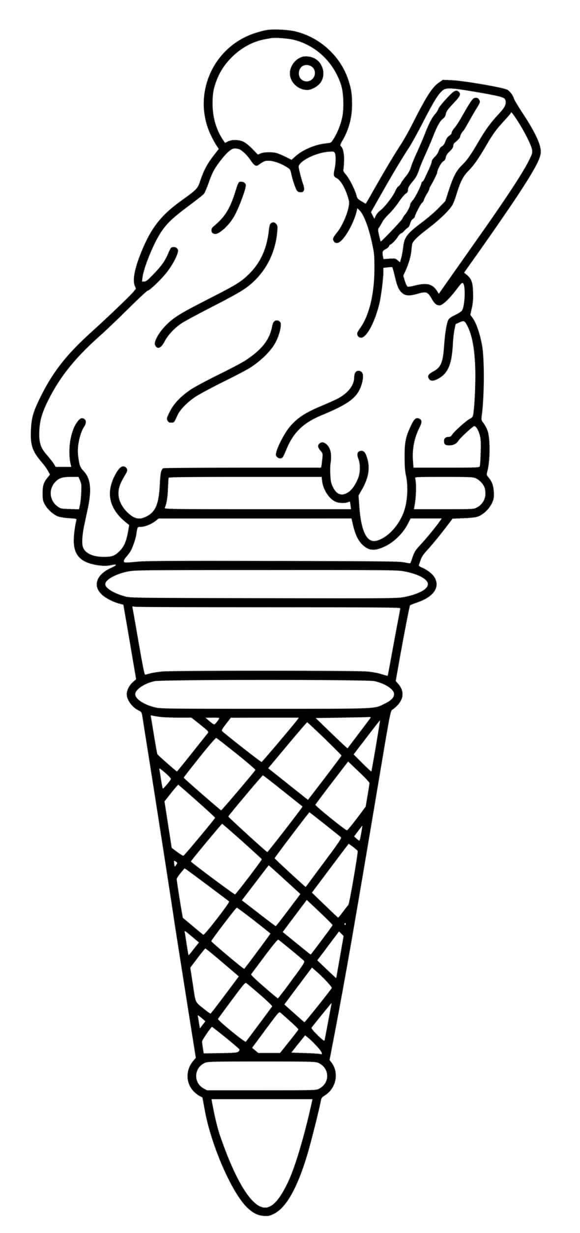 Coloriage Glace Simple Avec Cerise - Glace à imprimer
