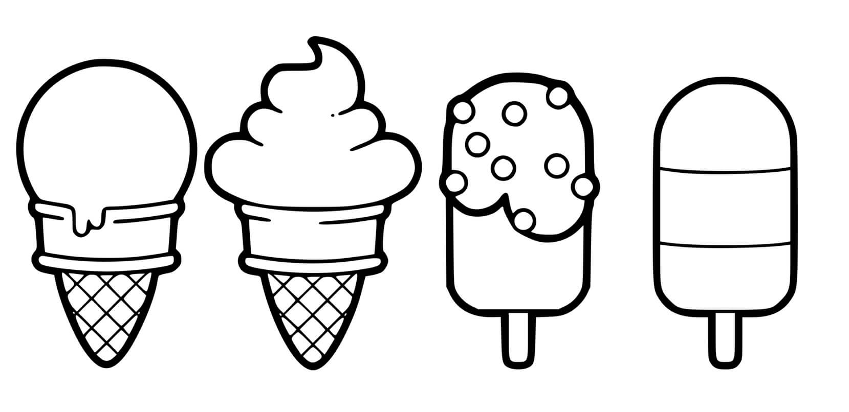 Coloriage Glaces Kawaii Tout Genre Chocolat Fraise Vanille - Glace à imprimer