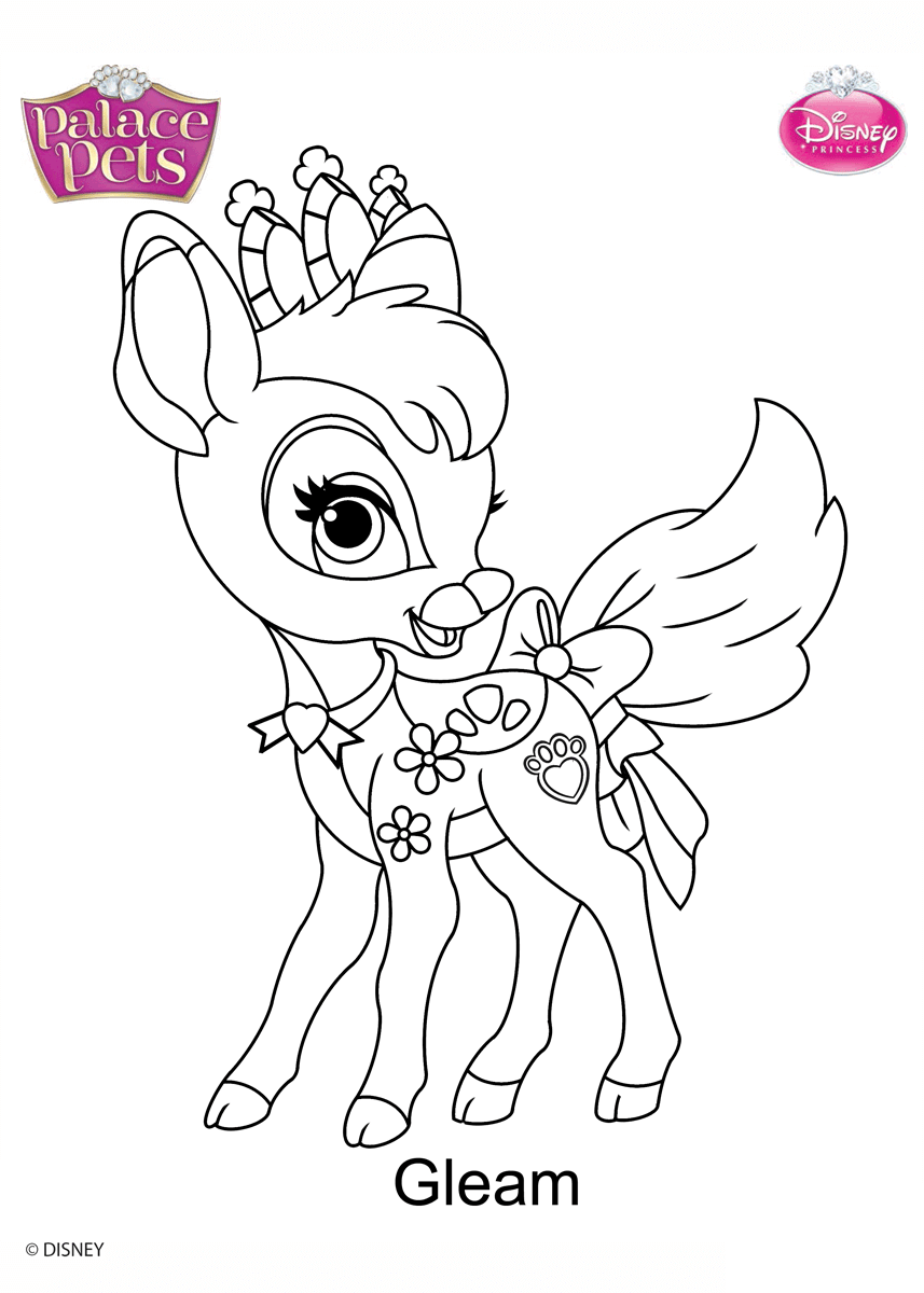 Coloriage Gleam Princess Disney - Palace pets à imprimer