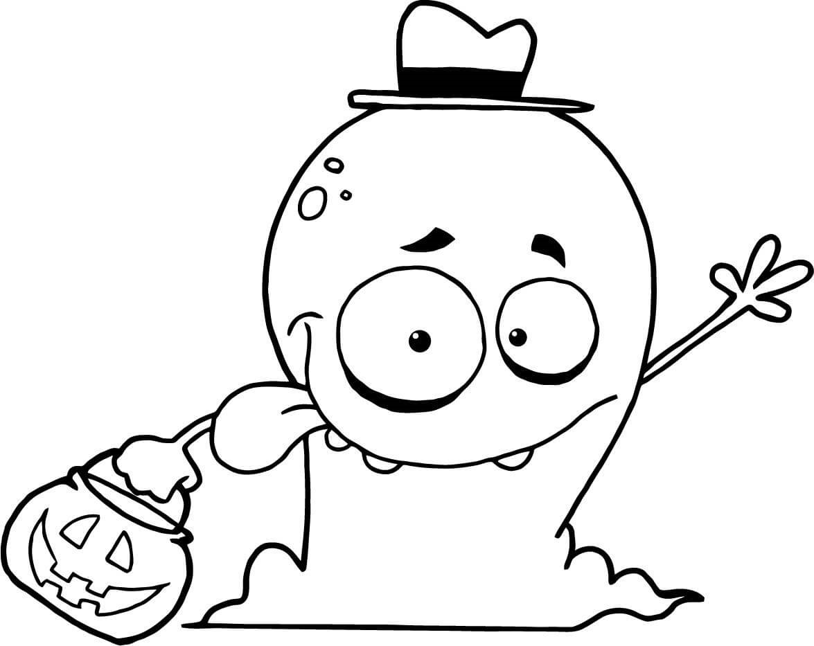 Coloriage Goofy Fantôme Halloween Avec Des Bonbons - Halloween fantome à imprimer