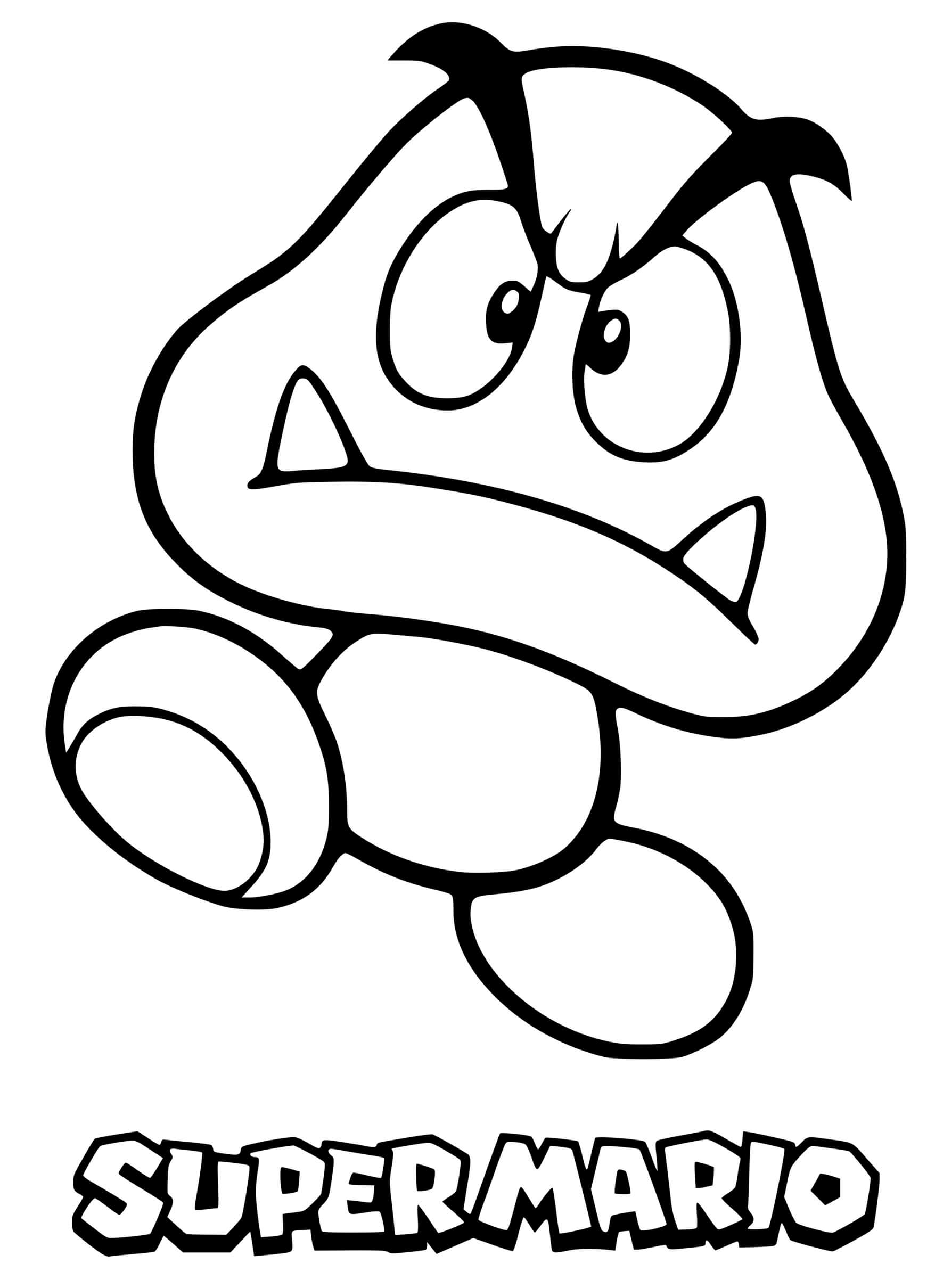 Coloriage Goomba Champignon Toujours Fâché - Mario à imprimer