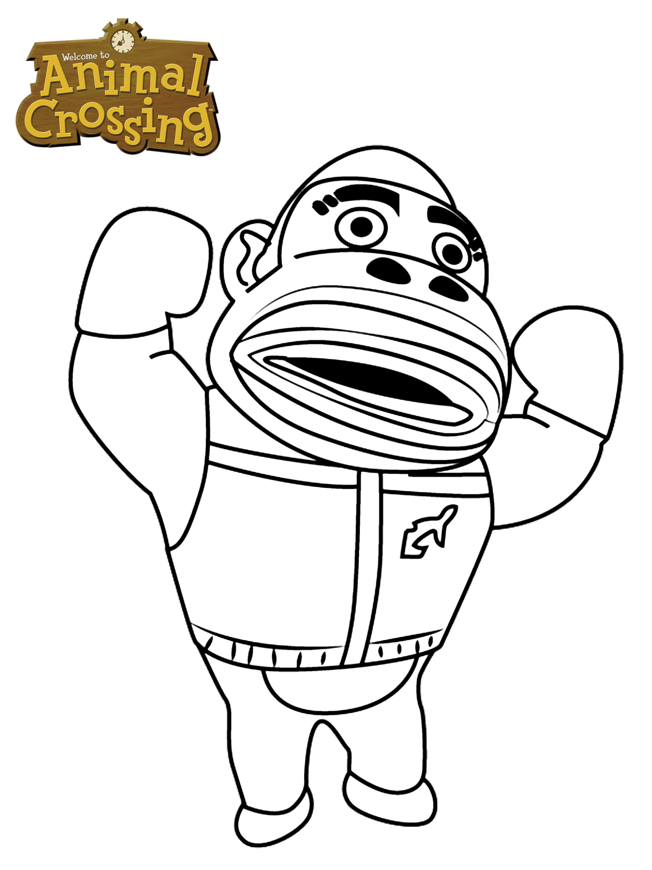 Coloriage Gorilla Animal Crossing - Animal crossing à imprimer