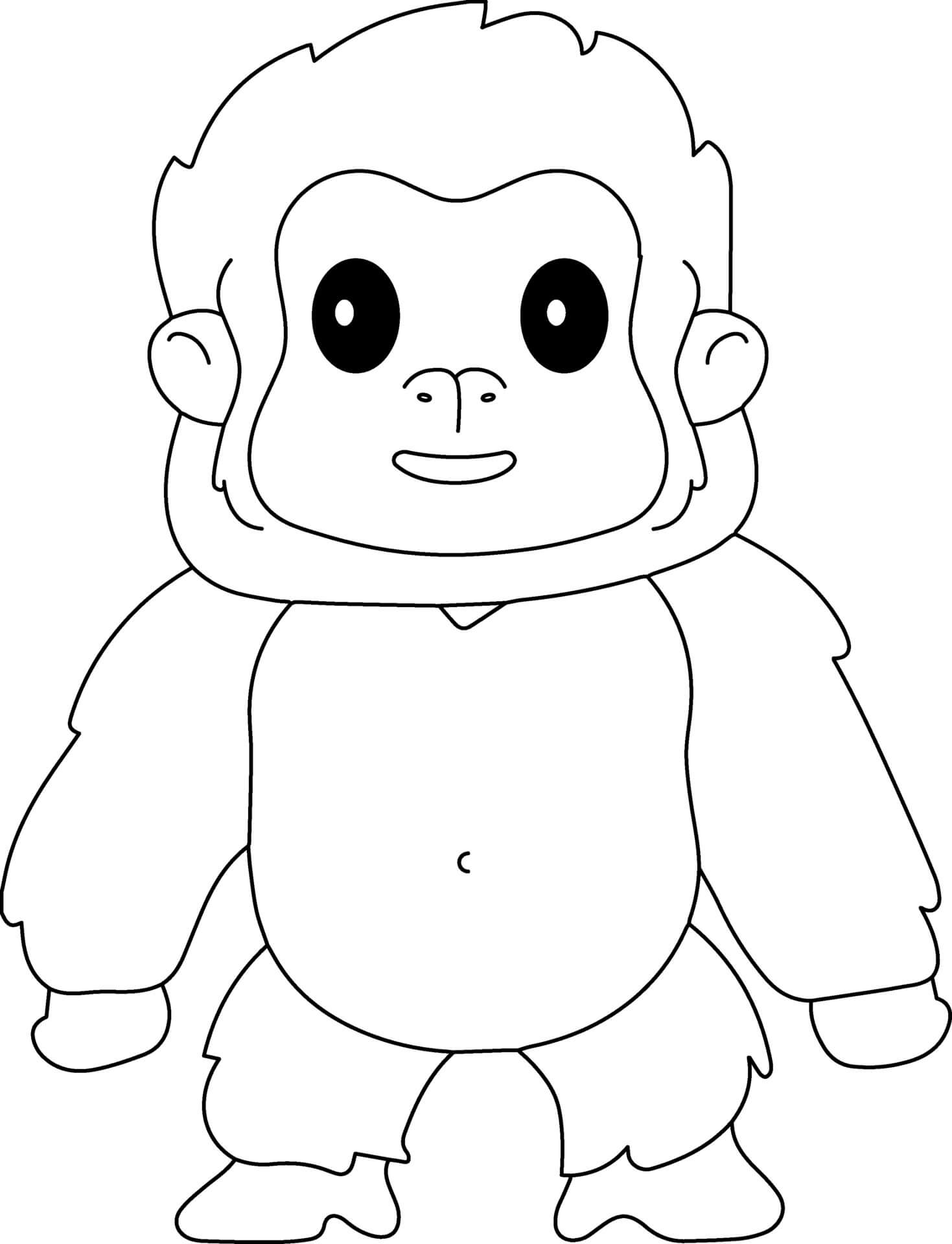 Coloriage Gorille Singe De La Famille Des Hominides - Animal à imprimer