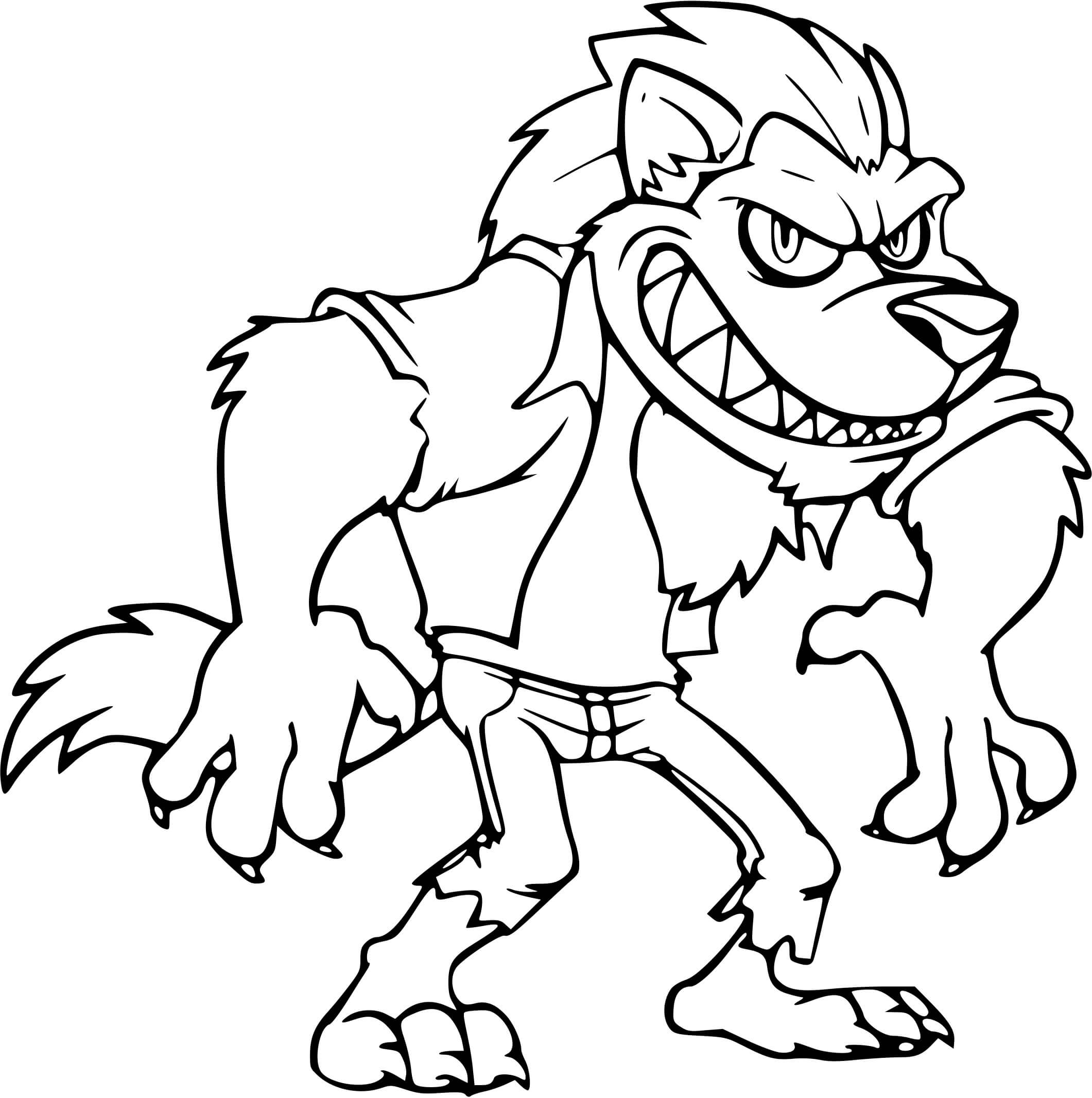 Coloriage Grand Méchant Loup Avec Les Dents - Loup à imprimer