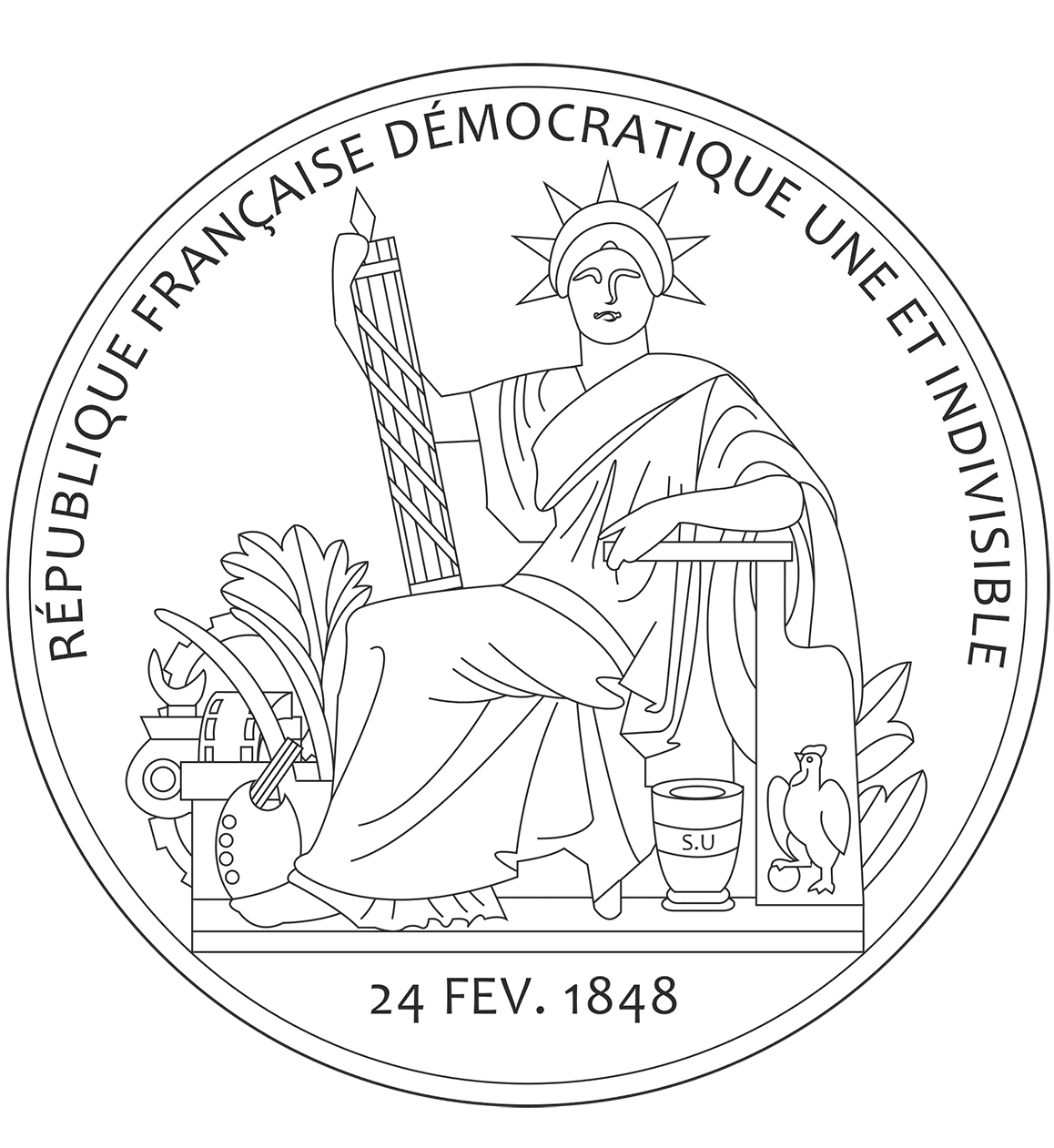 Coloriage Grand Sceau De La Republique Francaise - France à imprimer