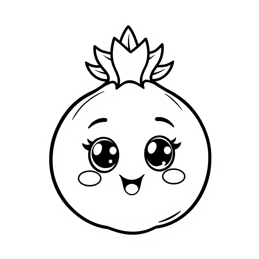 Coloriage Grenade 1 Fruit Kawaii - Kawaii fruits à imprimer