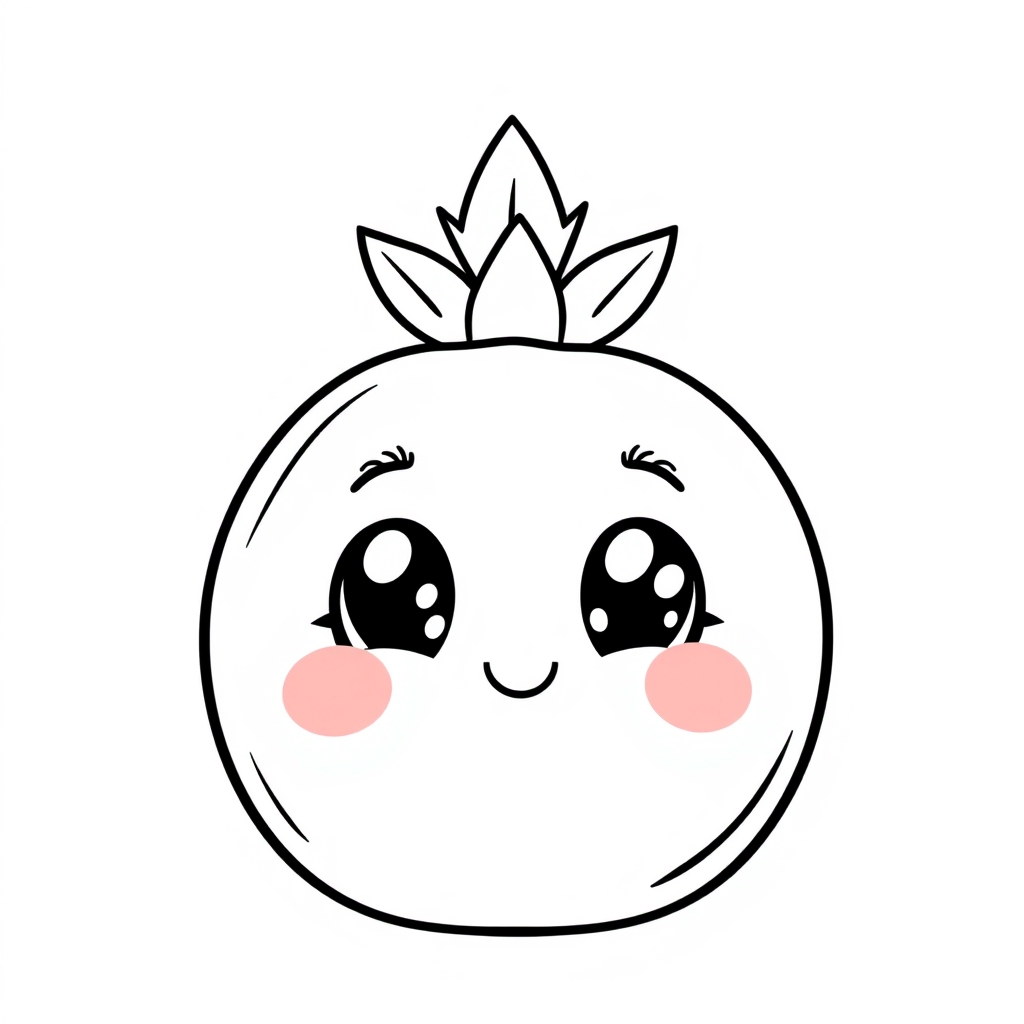 Coloriage Grenade 2 Fruit Kawaii - Kawaii fruits à imprimer