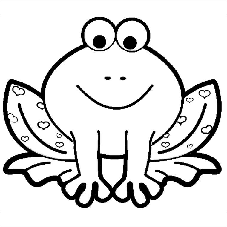 Coloriage Grenouille Cœurs - Saint-Valentin à imprimer