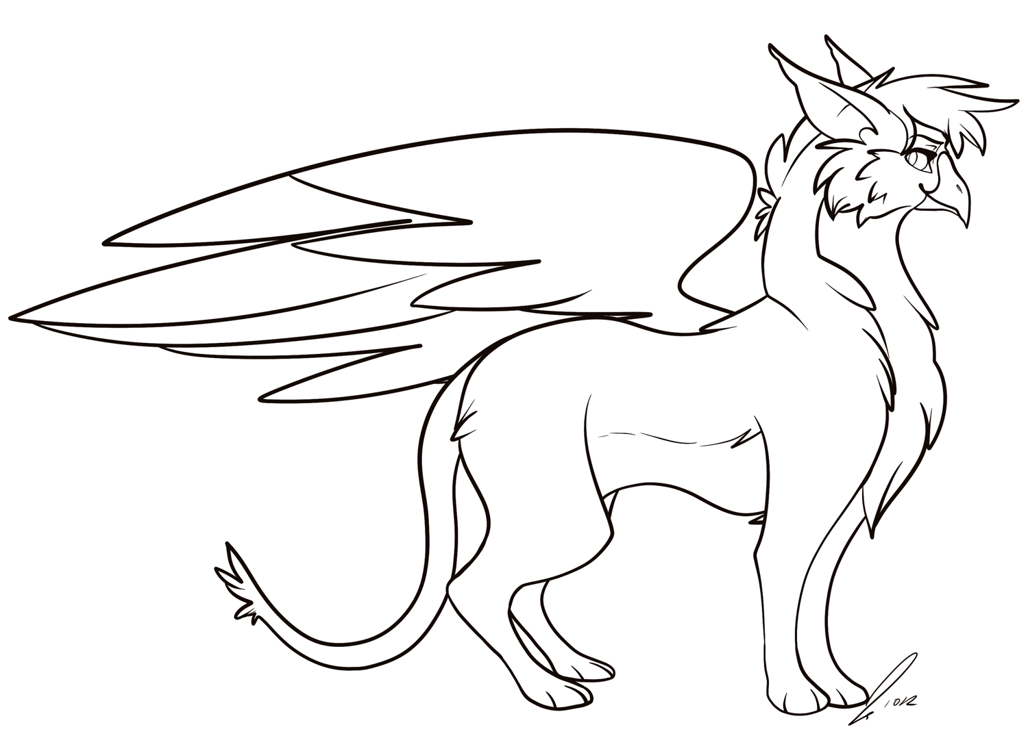 Coloriage Griffon Cartoon Gryphon By Jaclynonacloudlines - Griffon à imprimer