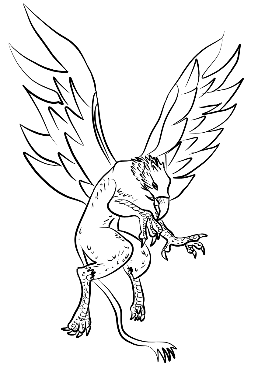 Coloriage Griffon Dans Les Airs - Griffon à imprimer