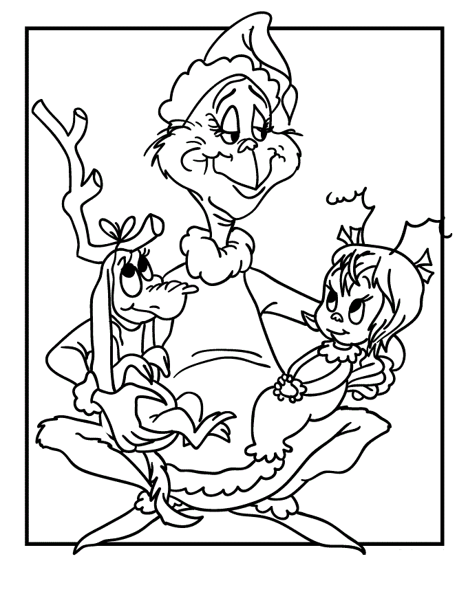 Coloriage Grinch Avec Cindy Et Son Chien - Grinch à imprimer