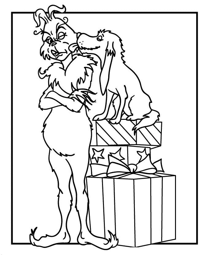 Coloriage Grinch Et Son Adorable Chien Qui Lui Donne De L'amour - Grinch à imprimer
