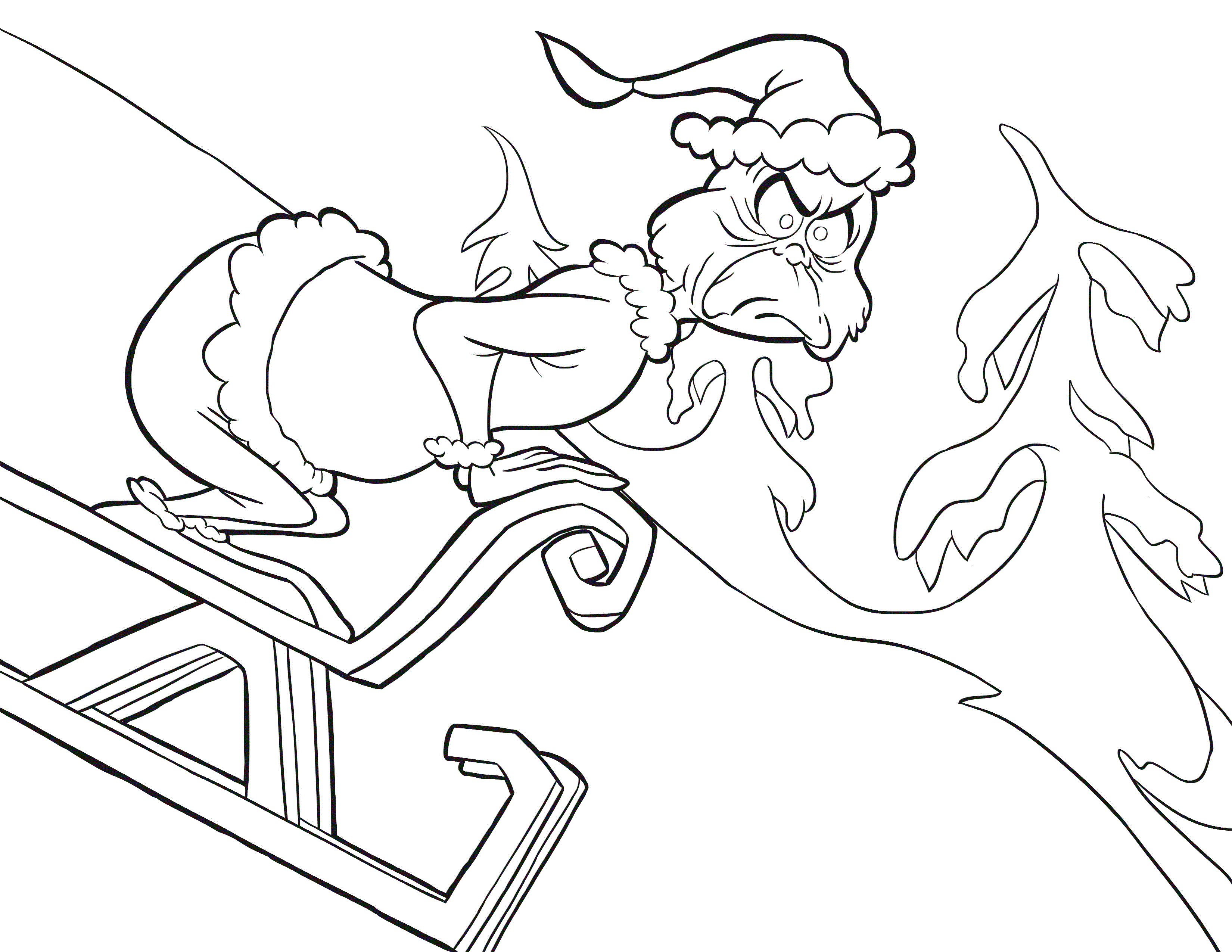 Coloriage Grinch Glisse Une Pente De Neige - Grinch à imprimer