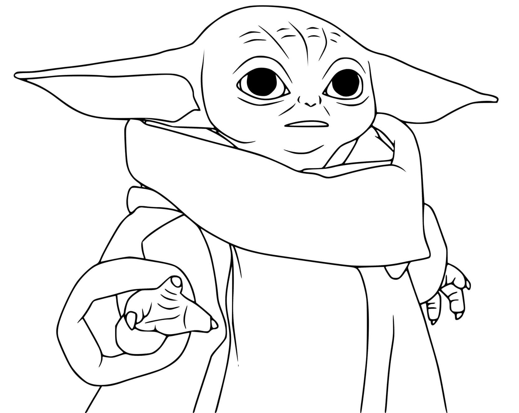 Coloriage Grogu Baby Yoda Puissante Force - Bébé Yoda à imprimer