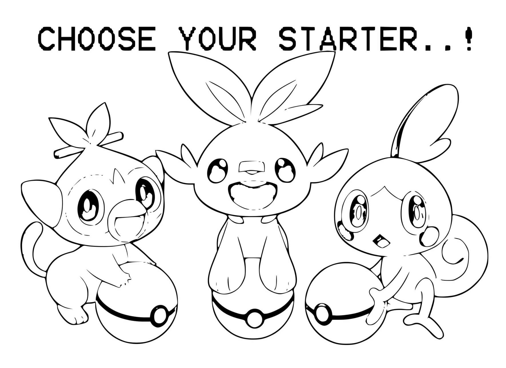 Coloriage Grookey Scorbunny Sobble - Pokémon à imprimer