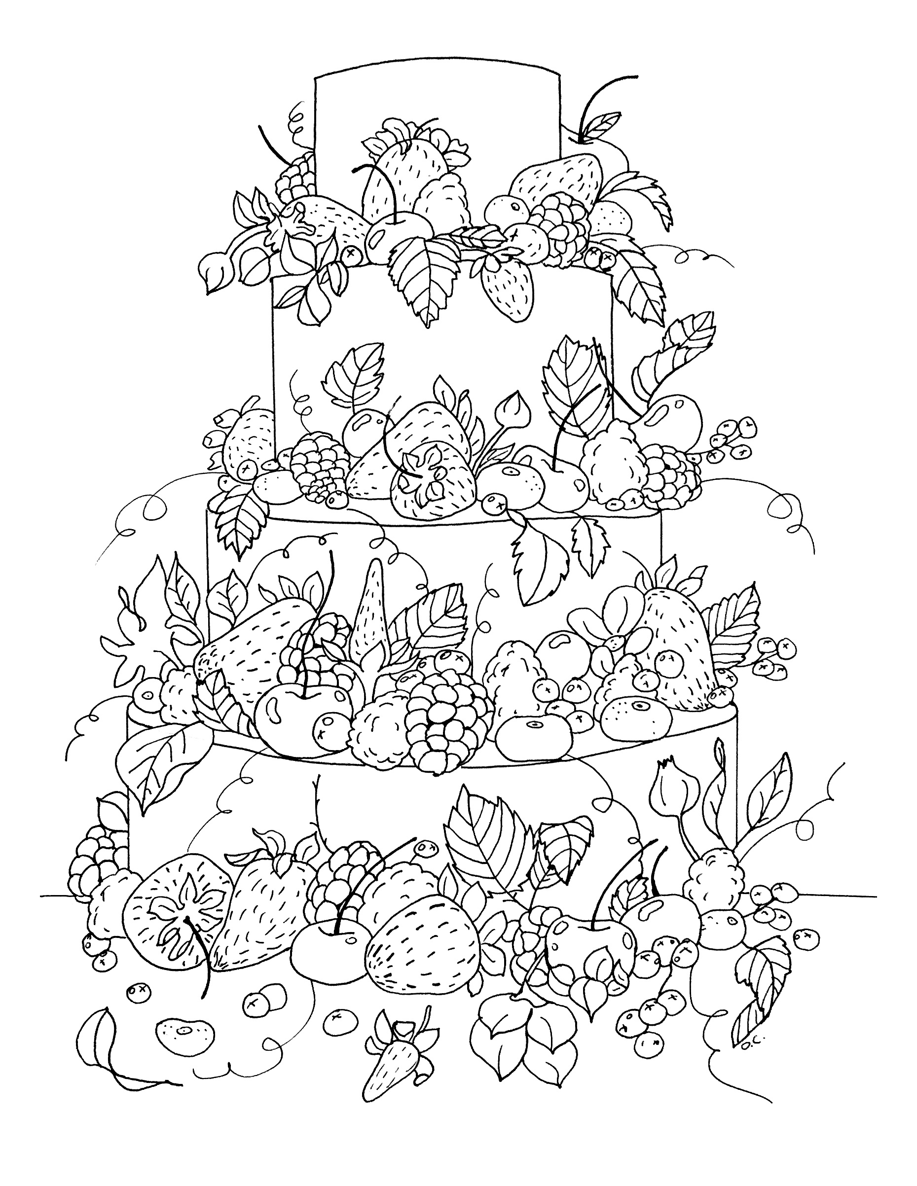 Coloriage Gros Gâteau Fruite Par Olivier - Fruits à imprimer