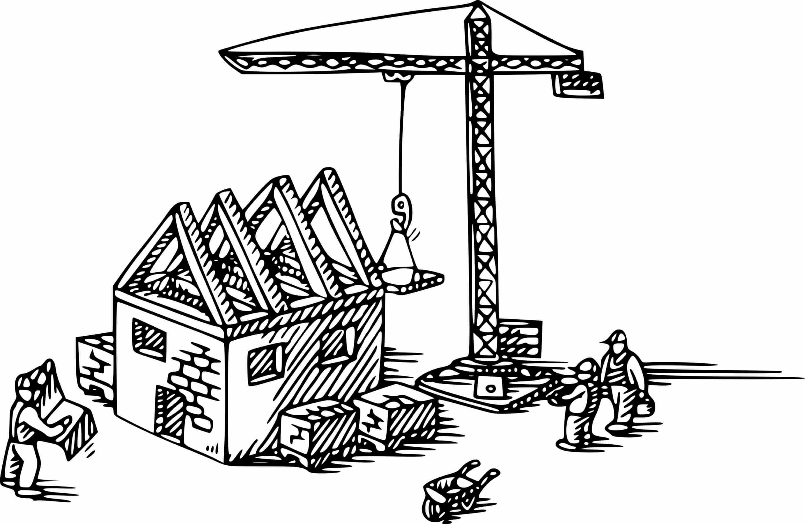 Coloriage Grue Chantier De Construction Maison - Chantier à imprimer