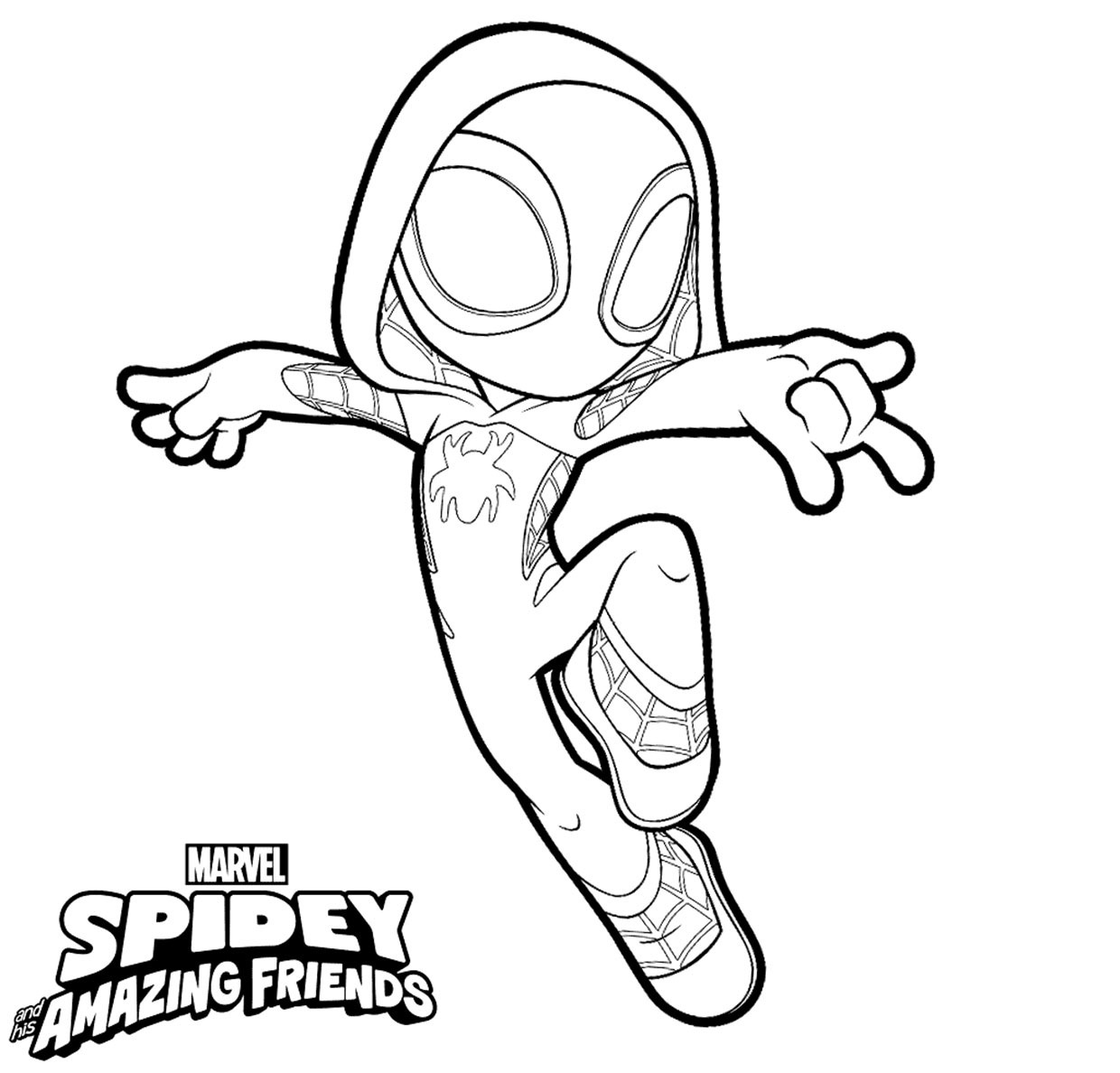 Coloriage Gwen Amazing Friends Spidey Amie - Spidey à imprimer