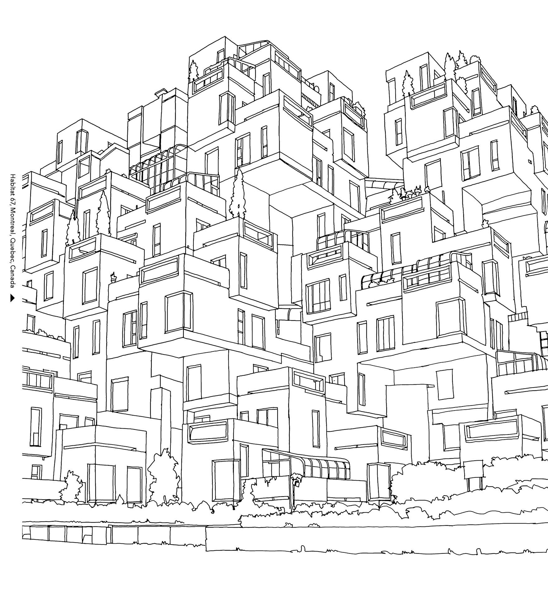Coloriage Habitat 67 Ville De Montreal Au Qubec Canada - Ville à imprimer